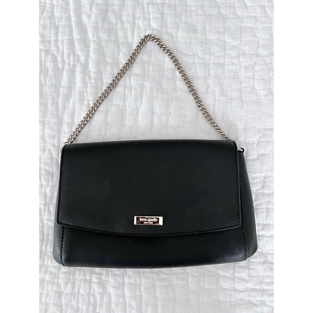 Kate Spade Black Canvas Chain Shoulder Bag EUC